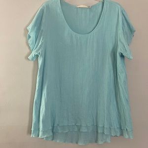 Soft Surroundings Aqua Gauze Top.  Size L